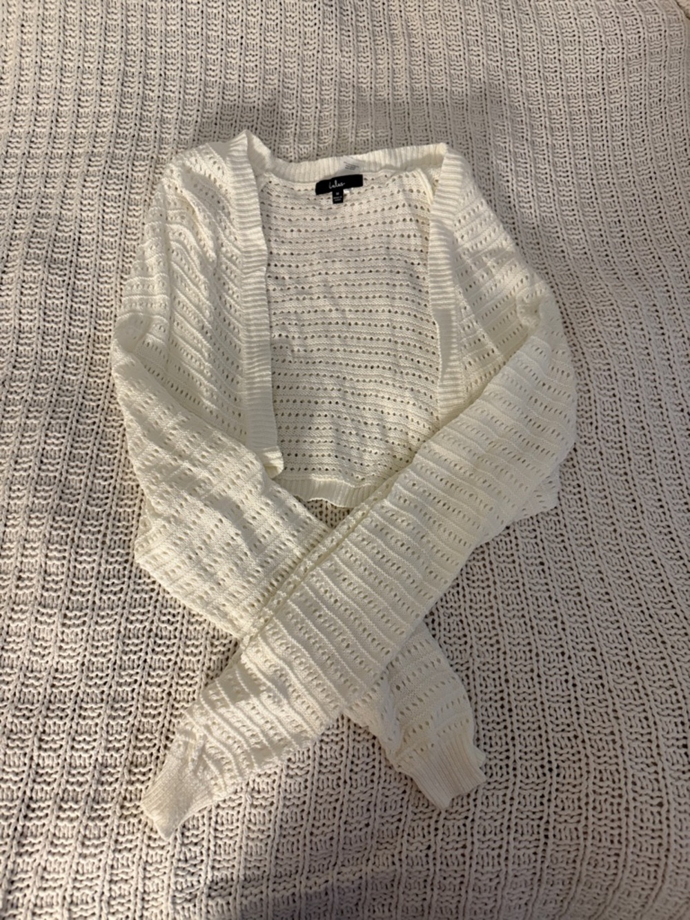 Lulu's Ivory Open-Knit Cropped Cardigan